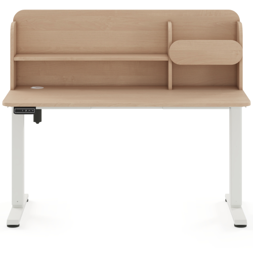 Biurko regulowane elektrycznie dla dziecka 5–9 lat brzoza 100x65 cm z nadstawką – 3 kolory stelaża do wyboru podstawa biała