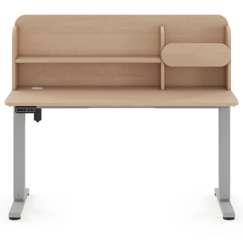 Biurko regulowane elektrycznie dla dziecka 5–9 lat brzoza 100x65 cm z nadstawką – 3 kolory stelaża do wyboru  podstawa szara