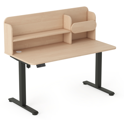 Biurko regulowane elektrycznie dla dziecka 5–9 lat brzoza 100x65 cm z nadstawką – 3 kolory stelaża do wyboru