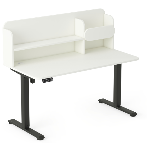 Biurko regulowane elektrycznie dla dziecka 5–9 lat białe 120x65 cm z nadstawką – 3 kolory stelaża do wyboru