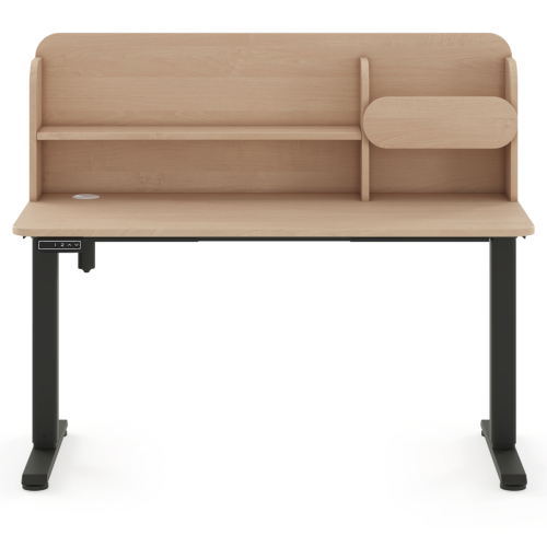 Biurko regulowane elektrycznie dla dziecka 5–9 lat brzoza 120x65 cm z nadstawką – 3 kolory stelaża do wyboru podstawa czarna