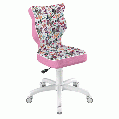 Krzesło ergonomiczne do biurka dla dziewczynki 6–10 lat Entelo Petit – różowe motylki