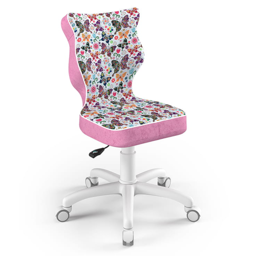 Krzesło ergonomiczne do biurka dla dziewczynki 6–10 lat Entelo Petit – różowe motylki