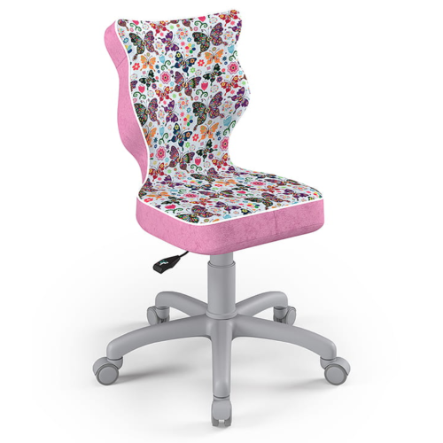 Krzesło ergonomiczne do biurka dla dziewczynki 6–10 lat Entelo Petit – różowe motylki