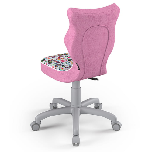 Krzesło ergonomiczne do biurka dla dziewczynki 6–10 lat Entelo Petit – różowe motylki