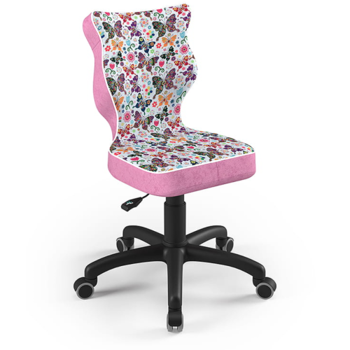 Krzesło ergonomiczne do biurka dla dziewczynki 6–10 lat Entelo Petit – różowe motylki