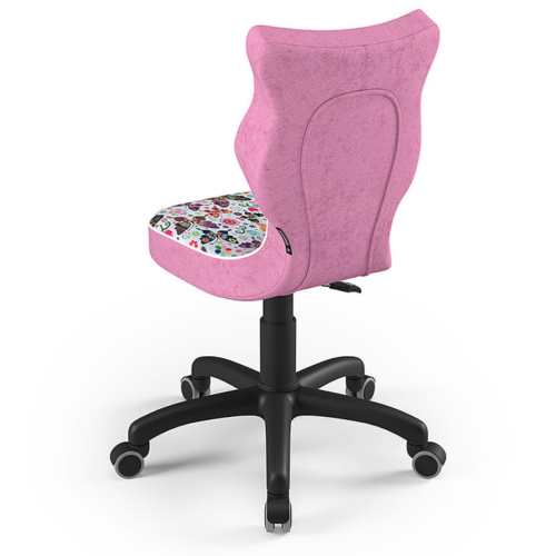 Krzesło ergonomiczne do biurka dla dziewczynki 6–10 lat Entelo Petit – różowe motylki