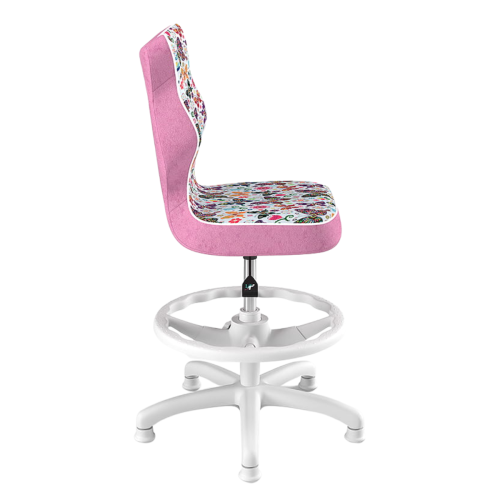 Krzesło ergonomiczne do biurka dla dziewczynki 6–10 lat Entelo Petit – różowe motylki z podnóżkiem