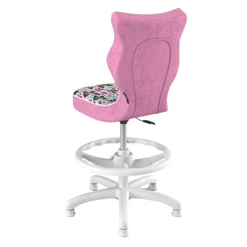 Krzesło ergonomiczne do biurka dla dziewczynki 6–10 lat Entelo Petit – różowe motylki z podnóżkiem