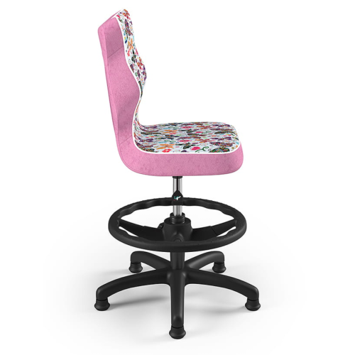 Krzesło ergonomiczne do biurka dla dziewczynki 6–10 lat Entelo Petit – różowe motylki z podnóżkiem