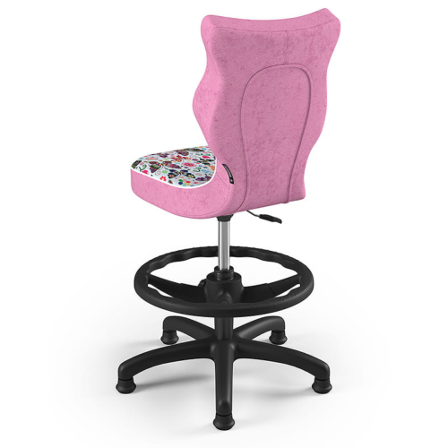 Krzesło ergonomiczne do biurka dla dziewczynki 6–10 lat Entelo Petit – różowe motylki z podnóżkiem