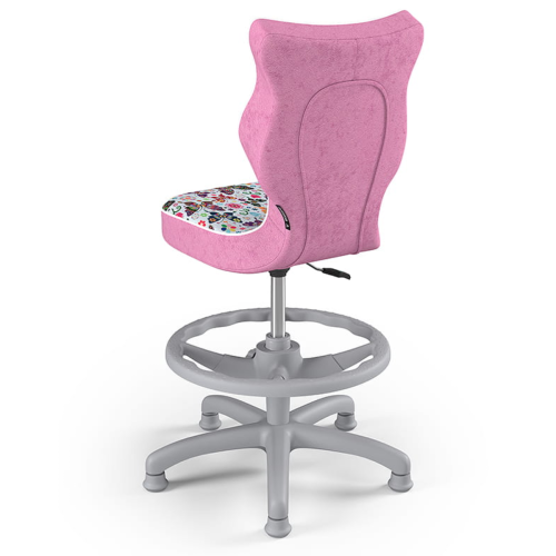 Krzesło ergonomiczne do biurka dla dziewczynki 6–10 lat Entelo Petit – różowe motylki z podnóżkiem