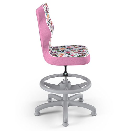 Krzesło ergonomiczne do biurka dla dziewczynki 6–10 lat Entelo Petit – różowe motylki z podnóżkiem
