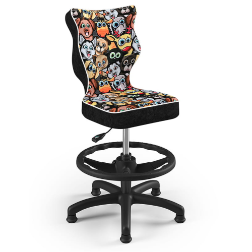 Krzesło do biurka dla dziecka 6–10 lat z podnóżkiem Entelo Petit – zwierzaki