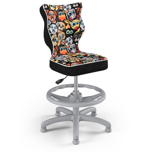 Krzesło do biurka dla dziecka 6–10 lat z podnóżkiem Entelo Petit – zwierzaki