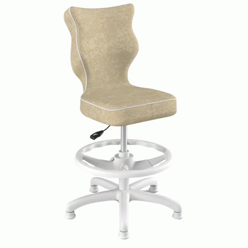 Krzesło obrotowe do biurka dla dziecka 6–10 lat z podnóżkiem Entelo Petit – beżowe