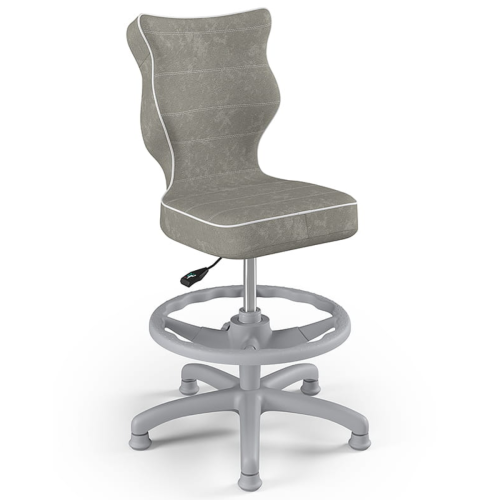 Ergonomiczne krzesło do biurka dla dziecka 6–10 lat z podnóżkiem Entelo Petit – szare