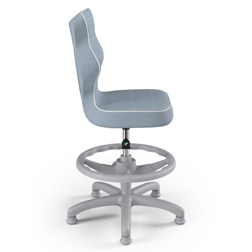 Ergonomiczne krzesło do biurka dla dziecka 6–10 lat z podnóżkiem Entelo Petit Jasmine – niebieskie szara podstawa