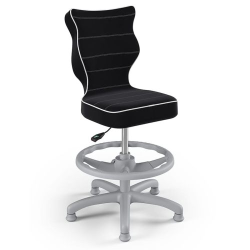 Ergonomiczne krzesło do biurka dla dziecka 6–10 lat z podnóżkiem Entelo Petit Jasmine – czarne