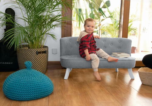 Sofa Welurowa dla dziecka Dymna Szarość