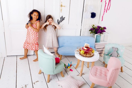 Dziecięca Sofa Eko-Lniana Anielski Błękit