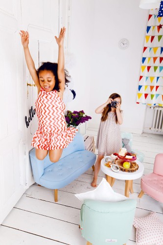 Dziecięca Sofa Eko-Lniana Anielski Błękit