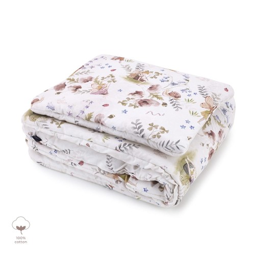 Pościel dla dziecka bawełniana, jasne kolory, pastelowe kolory, kołderka i poduszka w stylu boho, wzór wróżki