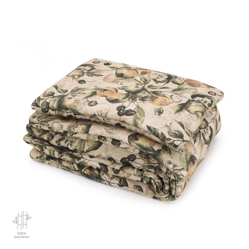 pościel do łóżeczka z wypełnieniem w owoce, rozmiar 75x90, materiał bambus, antyalergiczna