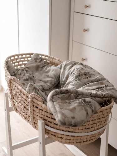 Pościel do kosza Mojżesza 75x90 100% Bambus – wzór tęcza, kolory pastelowe, turkus, żółty, różowy, czerwony