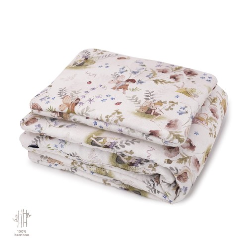 Pościel dla dzieci z wypełnieniem 75x90 100% Bambus – wzór wróżki, natura, pastelowe kolory