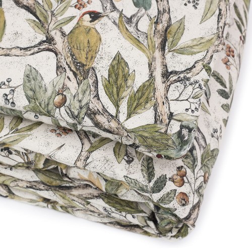 Pościel dziecięca z wypełnieniem 75x90, 100% Bambus – wzór w ptaszki, natura, jasne kolory, pastelowe kolory