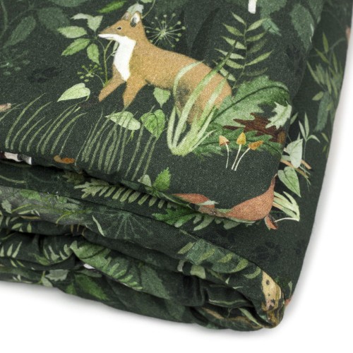 Pościel dziecięca  100% Bambus, wzór las, zwierzątka, kolory zielone, beżowe, naturalne